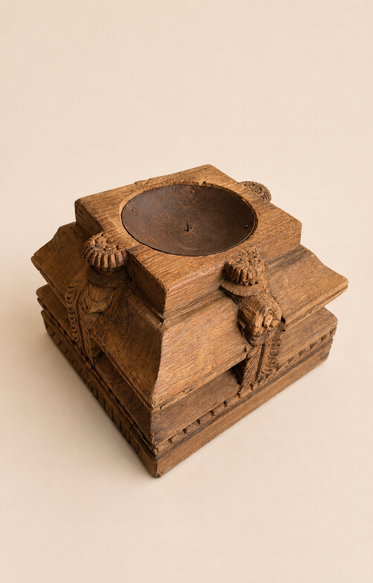 Guardian Face Pillar Base Candle Holder & Planter
