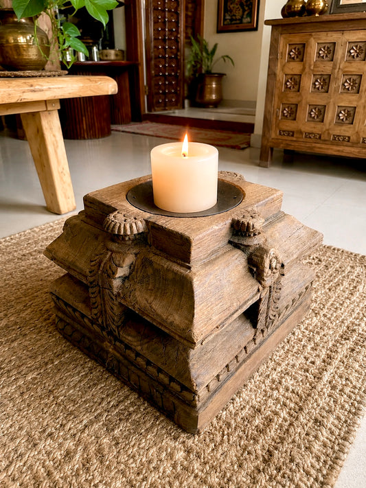 Guardian Face Pillar Base Candle Holder & Planter