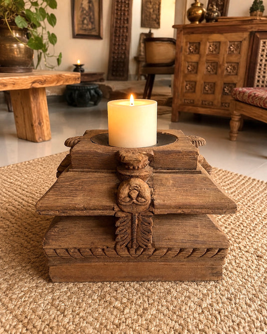 Guardian Face Pillar Base Candle Holder & Planter