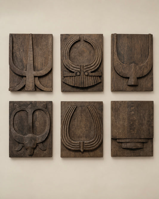 Naga Inspired Hand-Carved Wood Wall Panel Set (Set of 6) / Naga Door Panels