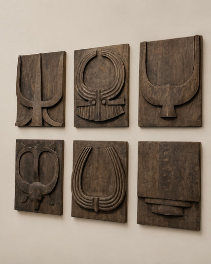 Naga Inspired Hand-Carved Wood Wall Panel Set (Set of 6) / Naga Door Panels