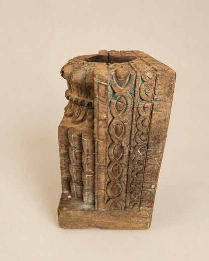 Hand-Carved Floral Wood Candle / Plant Holder