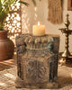 Hand-Carved Floral Wood Candle / Plant Holder
