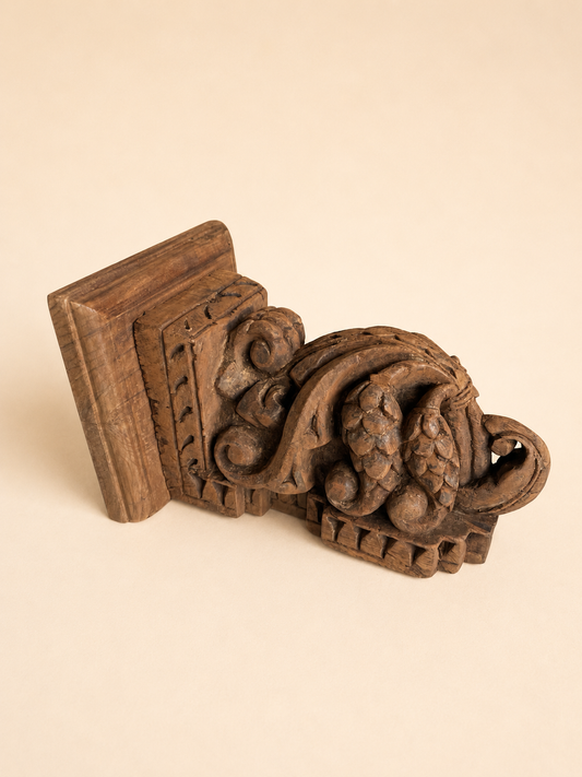 Hand-Carved Grapevine Teak Wood Wall Shelf