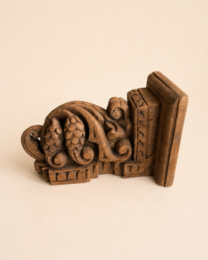 Hand-Carved Grapevine Teak Wood Wall Shelf