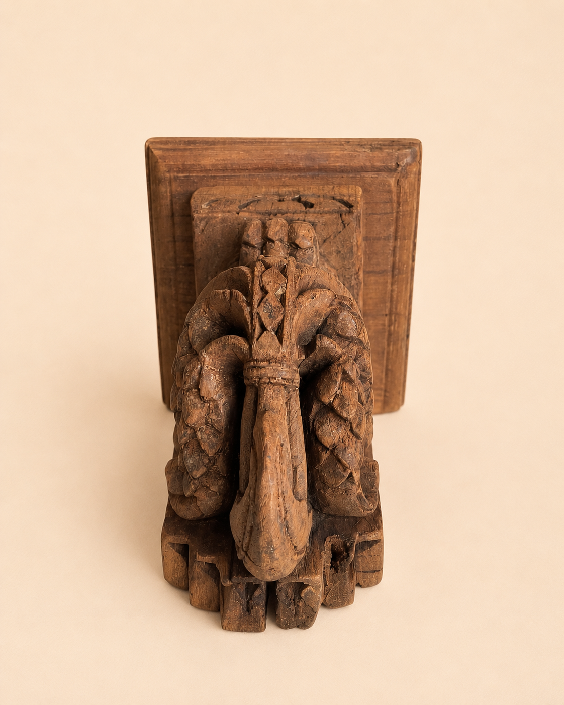 hand-carved grapevine teak wood wall shelf