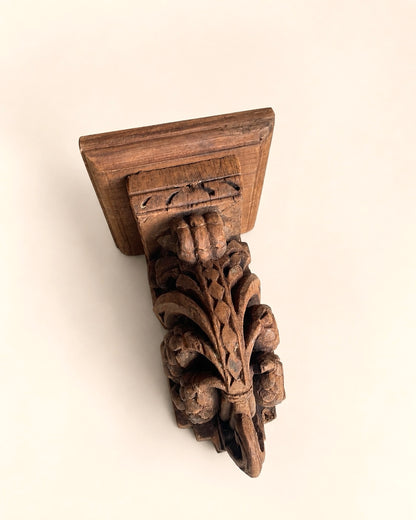 Hand-Carved Grapevine Teak Wood Wall Shelf