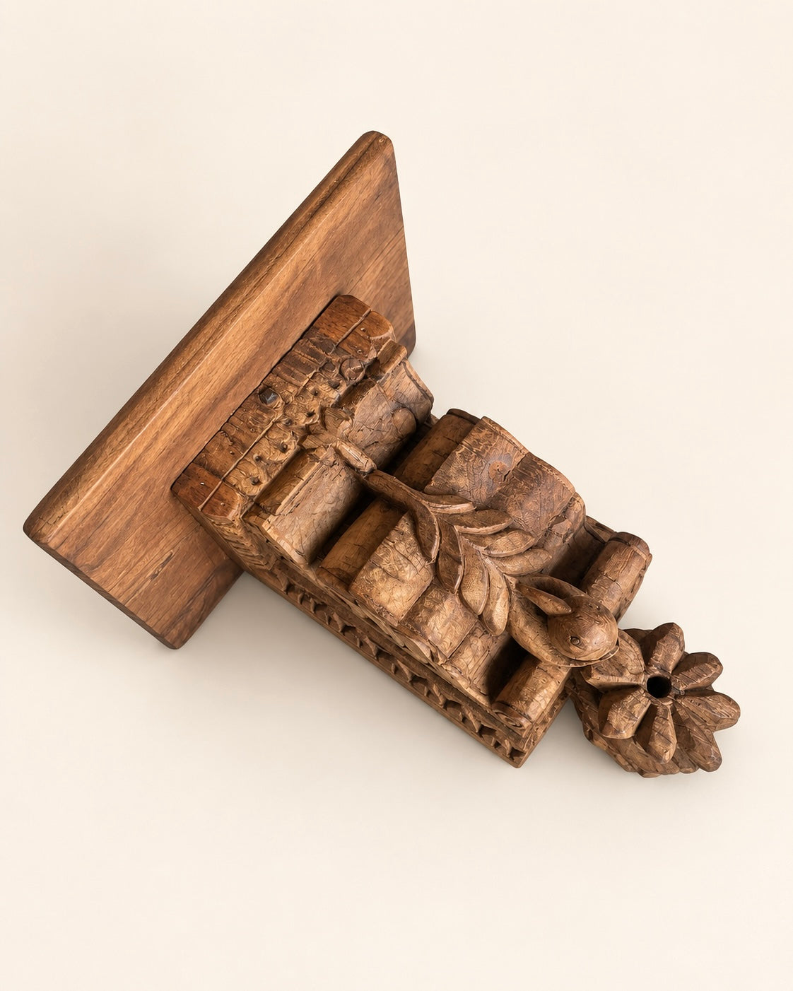 carved floral wall shelf / vintage wall bracket