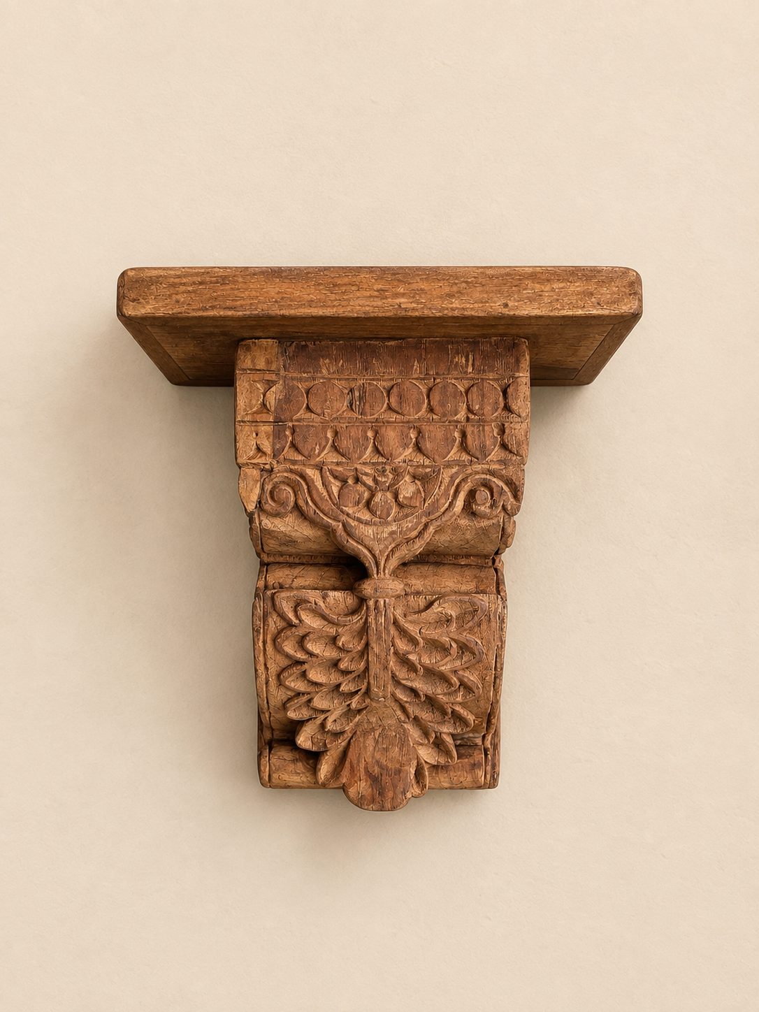 leaf carved wall bracket / shelf