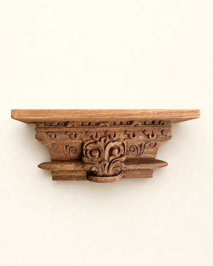 Vintage Ornate Carved Wooden Wall Shelf