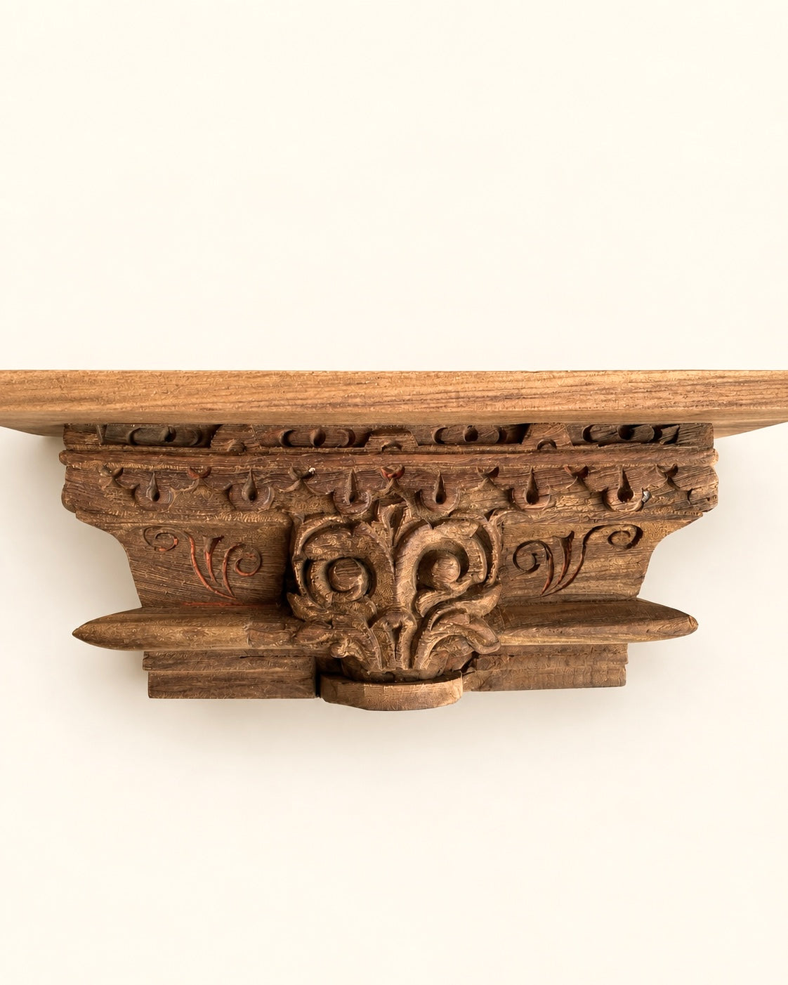 vintage ornate carved wooden wall shelf