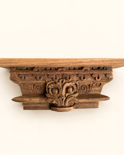 Vintage Ornate Carved Wooden Wall Shelf