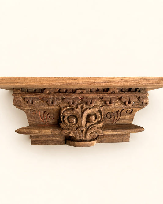 Vintage Ornate Carved Wooden Wall Shelf
