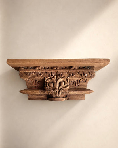 Vintage Ornate Carved Wooden Wall Shelf