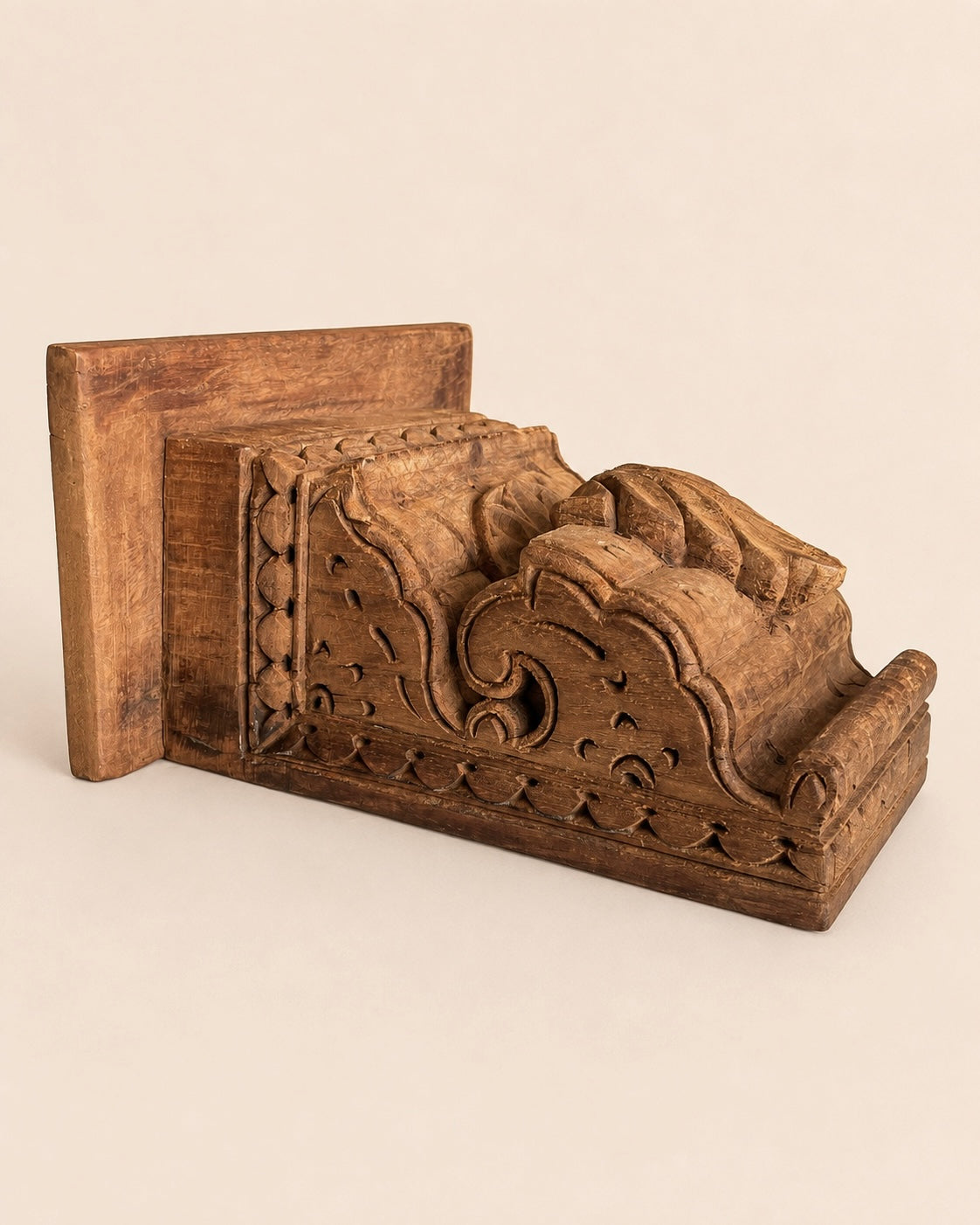 vintage leaf carved wall shelf / bracket