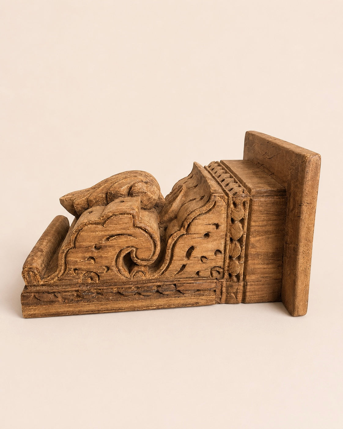 vintage leaf carved wall shelf / bracket