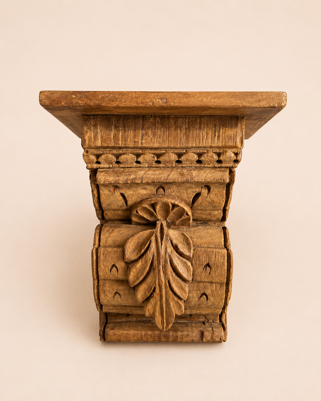 vintage leaf carved wall shelf / bracket