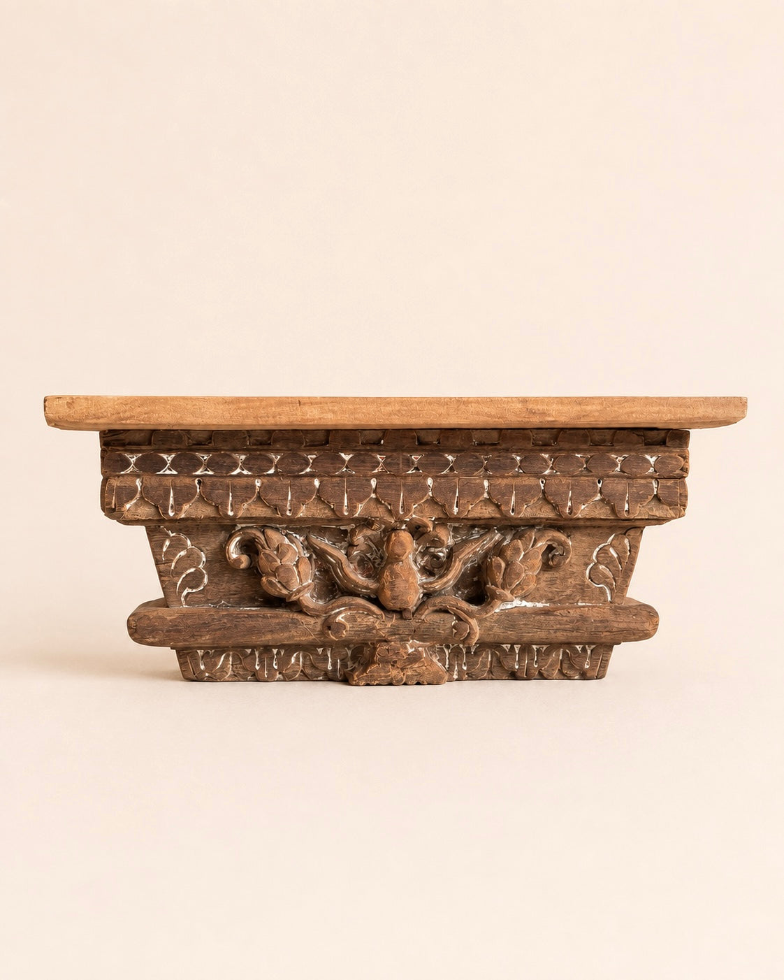 vintage carved bird motif wooden bracket / wall shelf