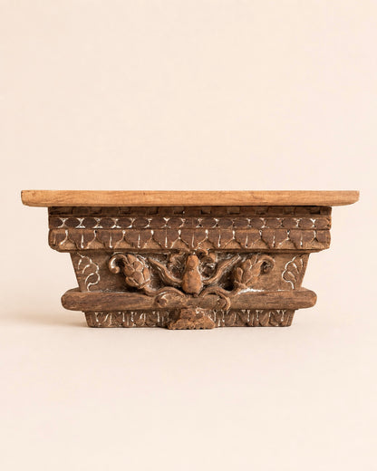 Vintage Carved Bird Motif Wooden Bracket / Wall Shelf