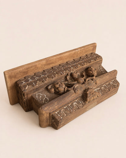 Vintage Carved Bird Motif Wooden Bracket / Wall Shelf