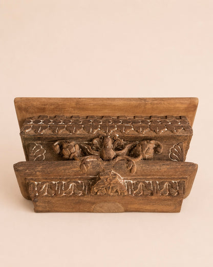 Vintage Carved Bird Motif Wooden Bracket / Wall Shelf