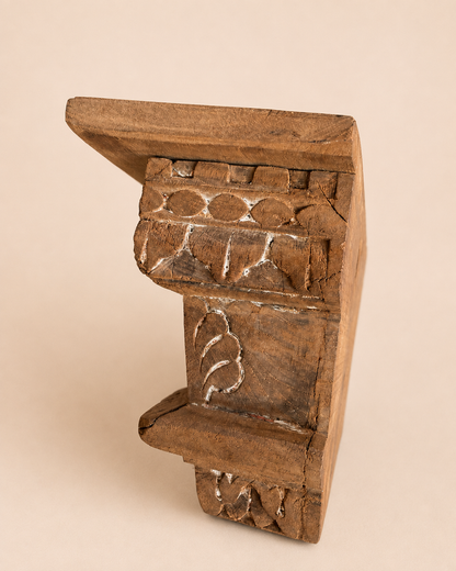 Vintage Carved Bird Motif Wooden Bracket / Wall Shelf