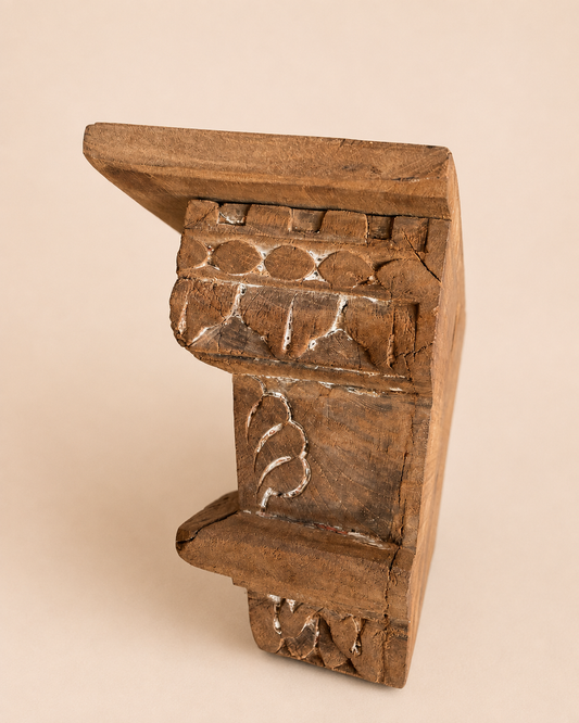 Vintage Carved Bird Motif Wooden Bracket / Wall Shelf