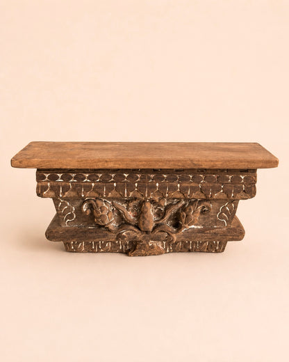 Vintage Carved Bird Motif Wooden Bracket / Wall Shelf