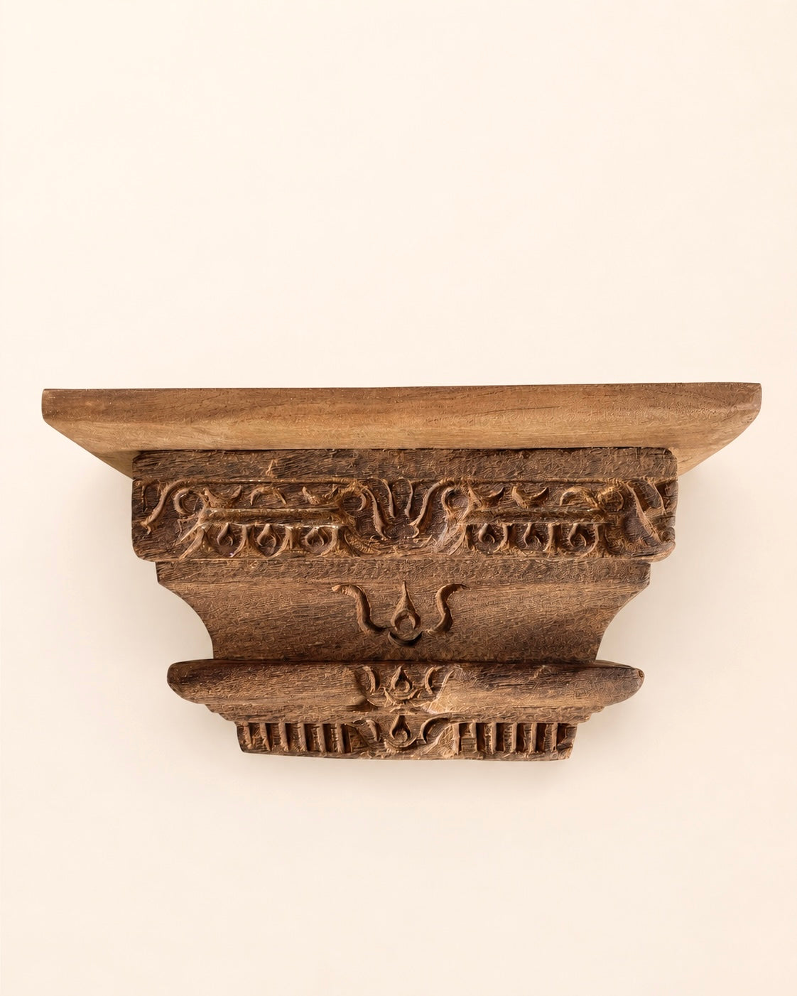 heritage carved wooden display shelf