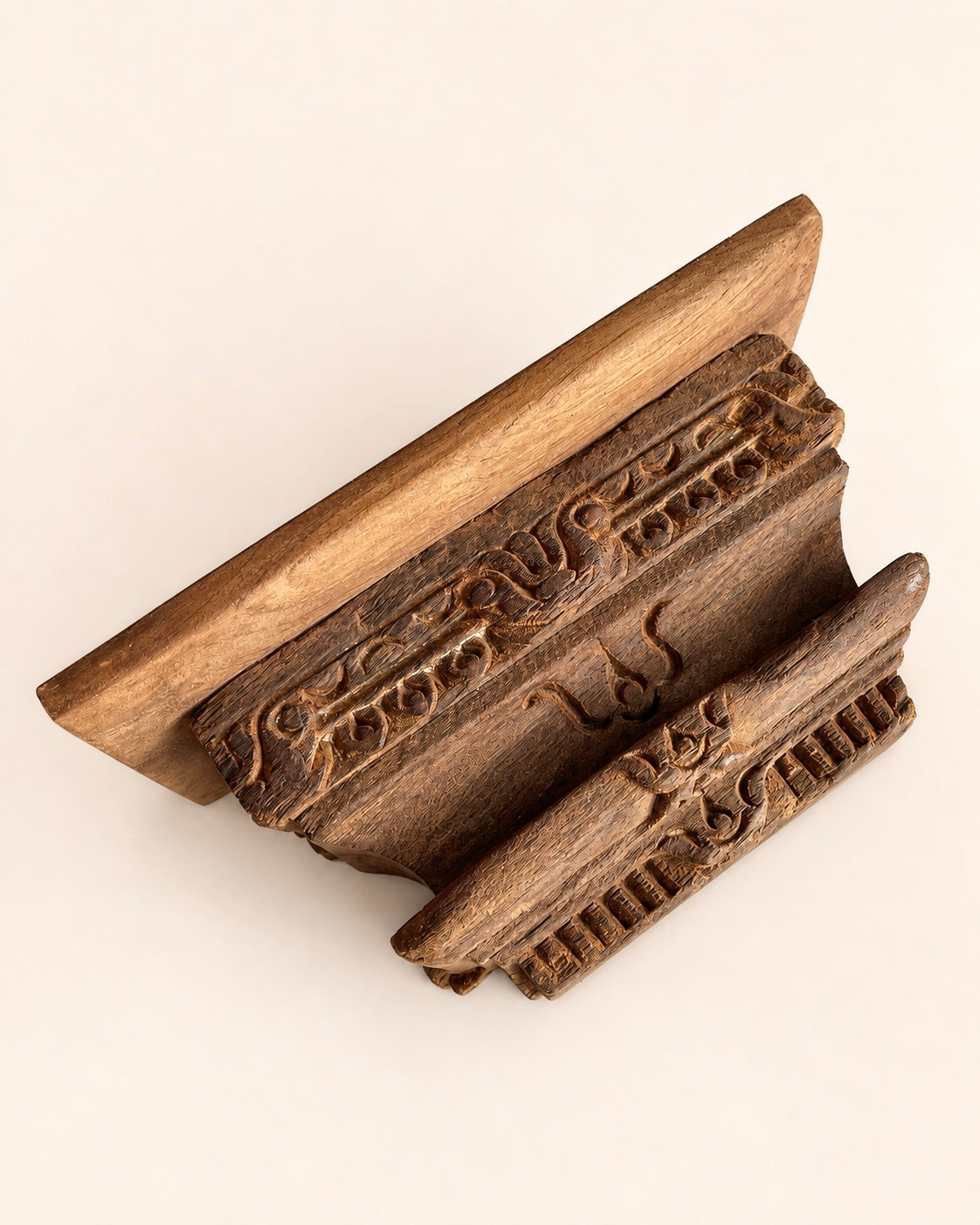 heritage carved wooden display shelf