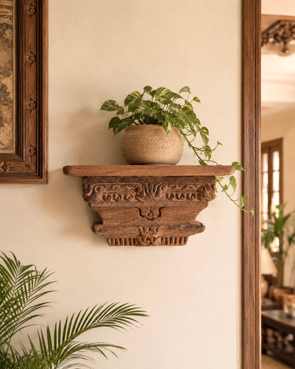 Heritage Carved Wooden Display Shelf