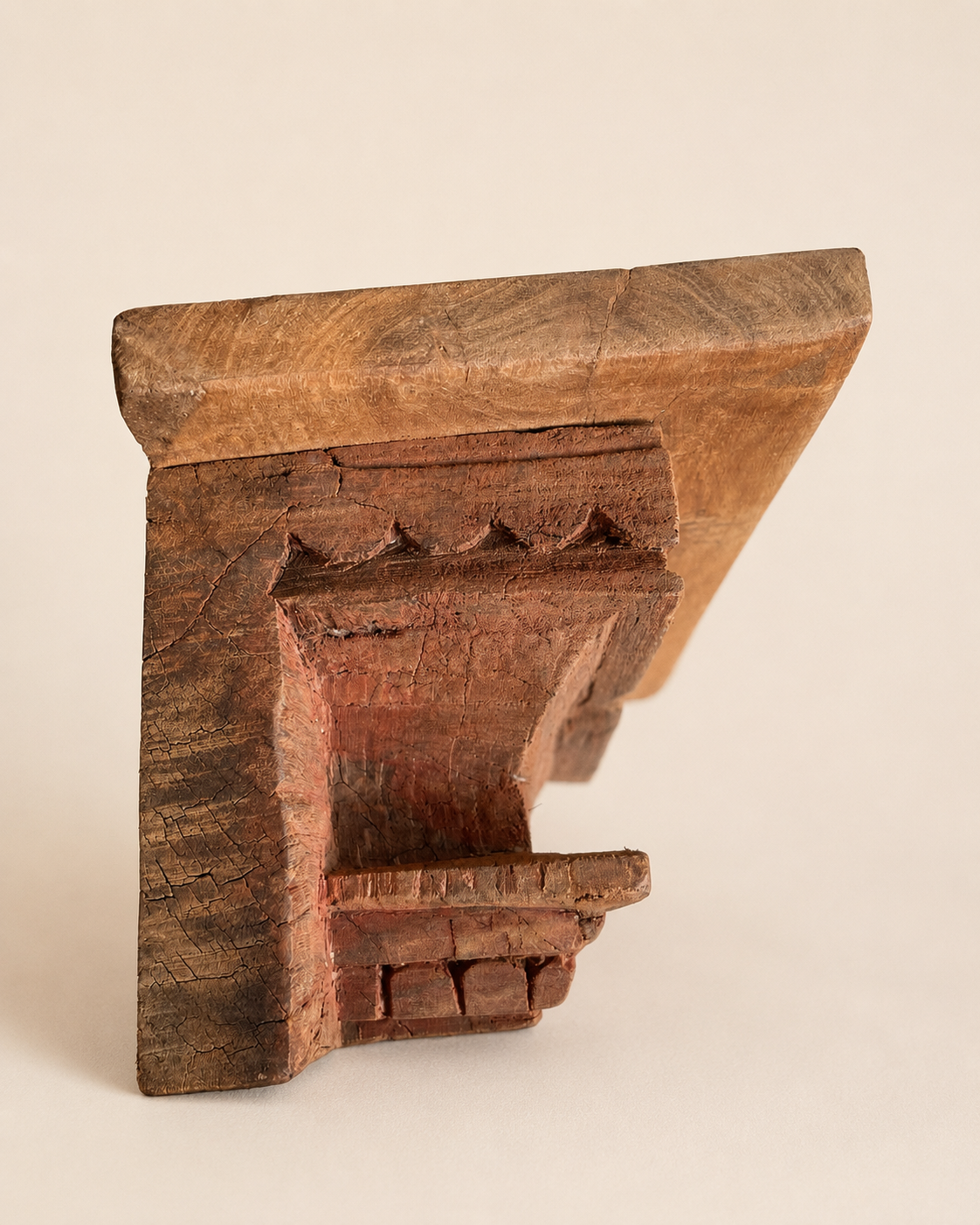 carved wooden wall shelf / bracket