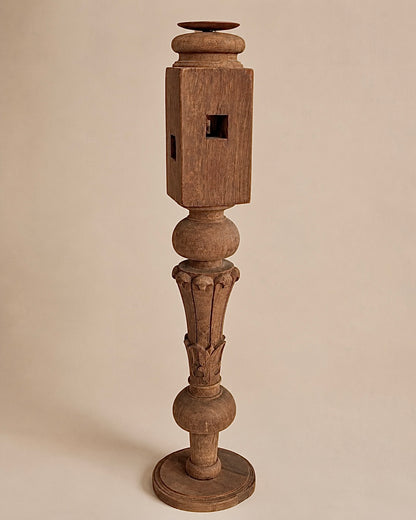 Vintage Hand-Carved Charpai Leg Candle Holder / Plant Holder / Statue Holder