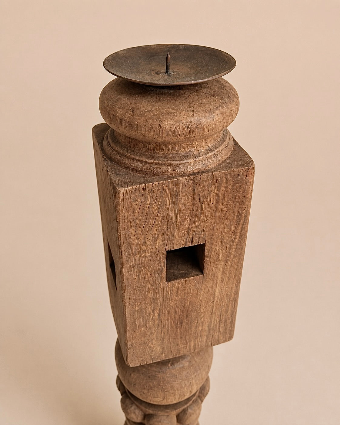 vintage hand-carved charpai leg candle holder / plant holder / statue holder