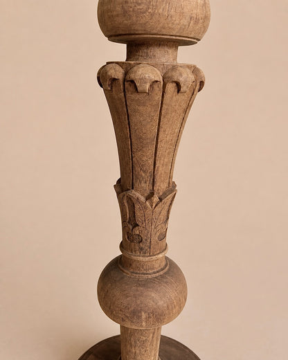 Vintage Hand-Carved Charpai Leg Candle Holder / Plant Holder / Statue Holder