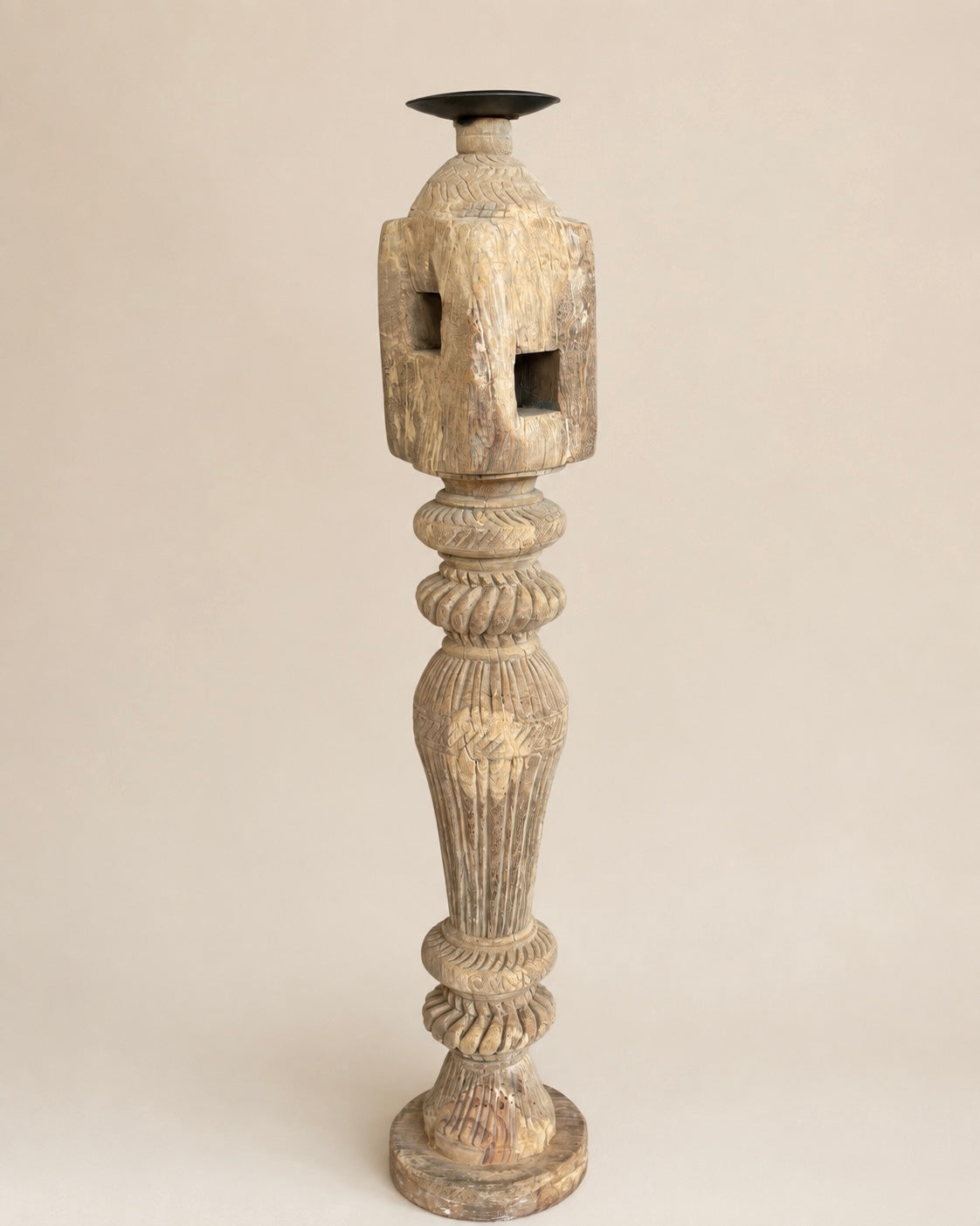 old charpai leg decorative holders – set of 3 | natural & bleach finish