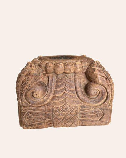 Vintage Hand-Carved Pillar Base Candle Holder