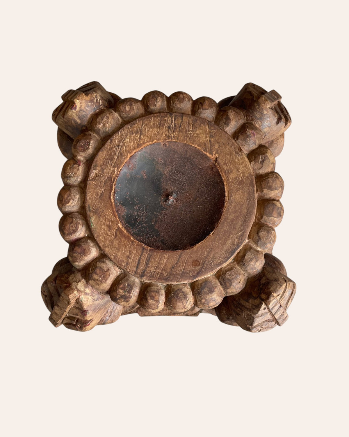 vintage hand-carved pillar base candle holder