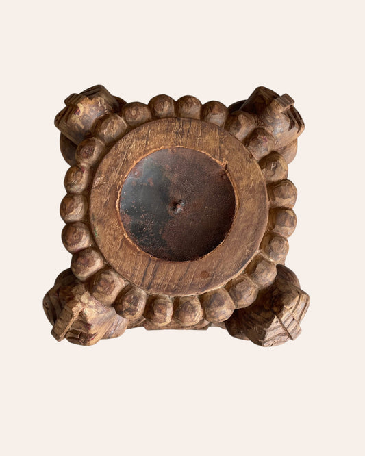 Vintage Hand-Carved Pillar Base Candle Holder