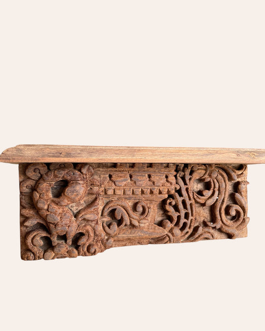 Vintage Hand-Carved Wall Shelf