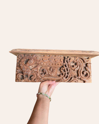 Vintage Hand-Carved Wall Shelf