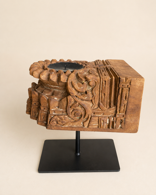 Vintage Hand-Carved Wooden Décor Stand