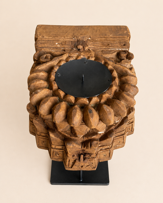 Vintage Hand-Carved Wooden Décor Stand