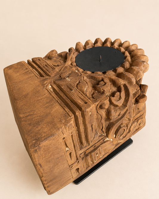 Vintage Hand-Carved Wooden Décor Stand