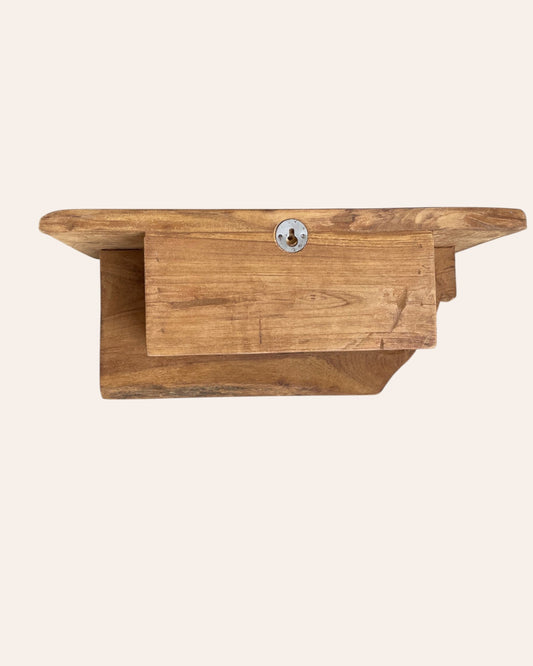 Vintage Hand-Carved Floral Wooden Wall Shelf
