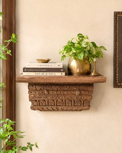 Carved Wooden Wall Shelf / Bracket / Hand Carved Wooden Shelf