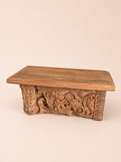 Vintage Hand-Carved Wooden Wall Shelf