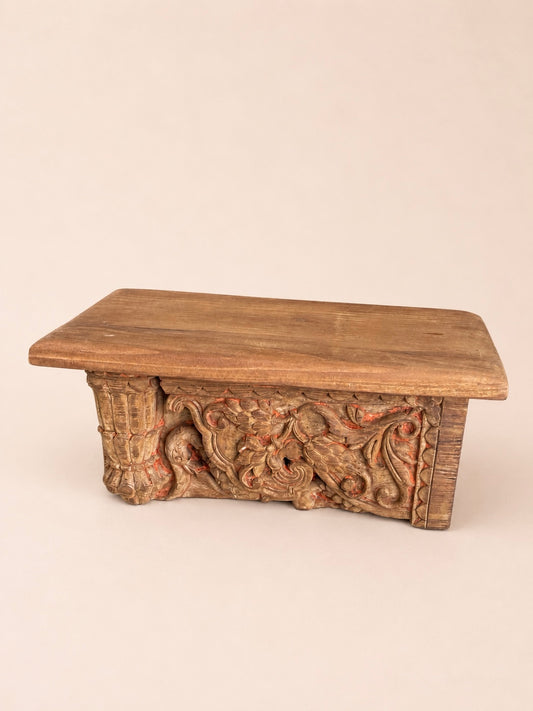 Vintage Hand-Carved Wooden Wall Shelf