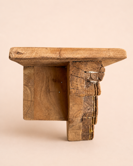 Vintage Hand-Carved Wooden Wall Shelf