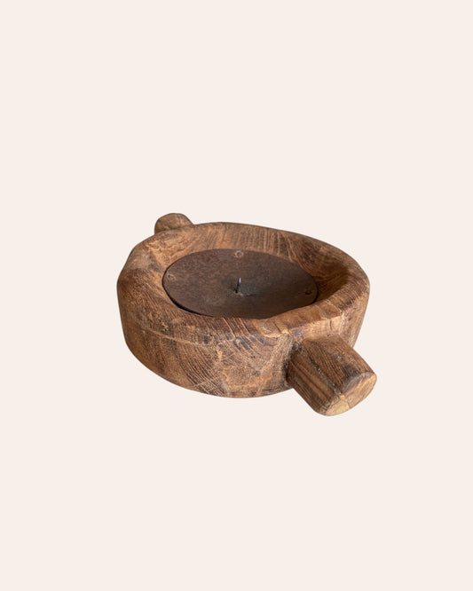 Vintage Wooden Candle, Planter & Statue Display Holder